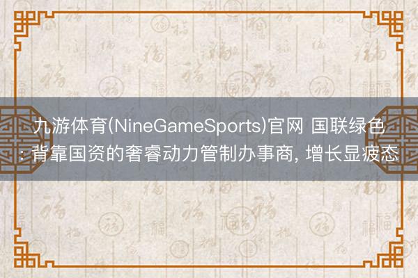 九游体育(NineGameSports)官网 国联绿色: 背靠国资的奢睿动力管制办事商, 增长显疲态