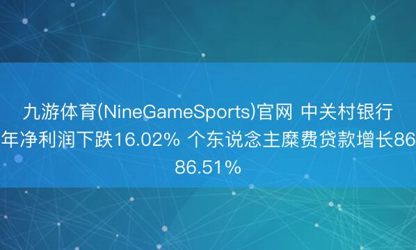 九游体育(NineGameSports)官网 中关村银行2025年净利润下跌16.02% 个东说念主糜费贷款增长86.51%