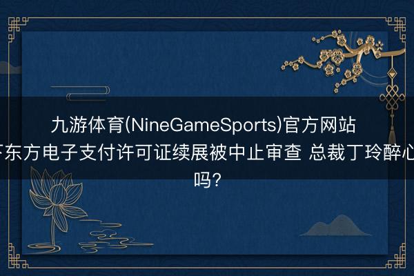 九游体育(NineGameSports)官方网站 旗下东方电子支付许可证续展被中止审查 总裁丁玲醉心吗?