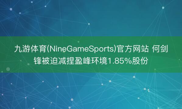 九游体育(NineGameSports)官方网站 何剑锋被迫减捏盈峰环境1.85%股份