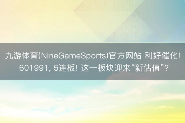 九游体育(NineGameSports)官方网站 利好催化! 601991, 5连板! 这一板块迎来“新估值”?